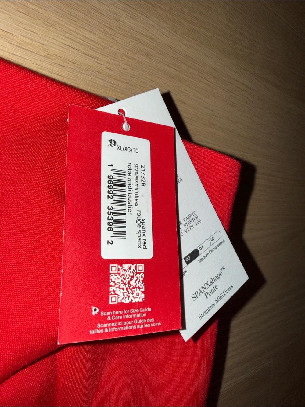 SPANX Red Strapless Pencil Midi dress Sz XL 14-16 - Picture 3 of 12